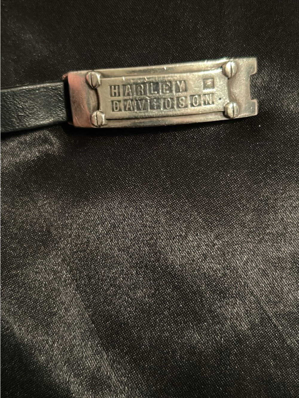 Harley-Davidson Black and Silver Leather Bracelet with Branded Plate